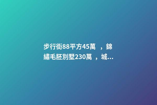 步行街88平方45萬，錦繡毛胚別墅230萬，城南自建房273平帶院165萬